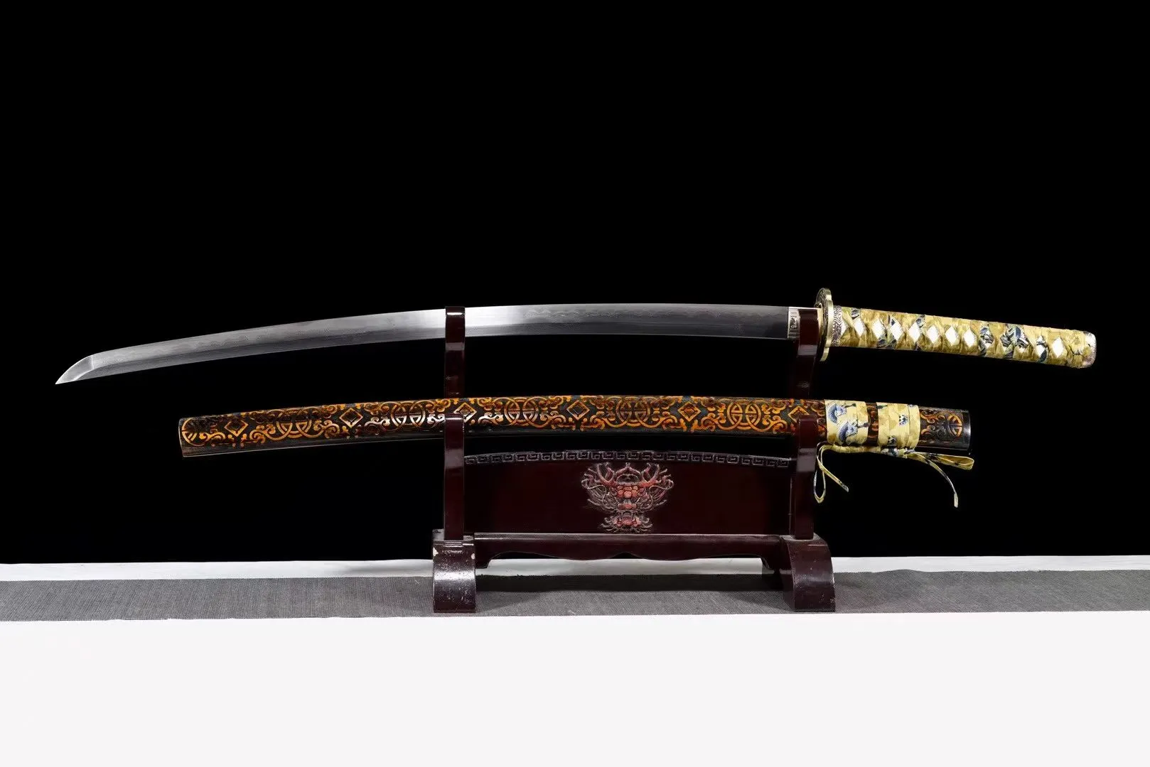Ryūjaku Katana - Hoa Văn Damascus